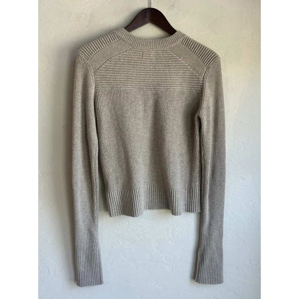Faherty Marielle Mulino Wool Cashmere Pullover Sweater S Button‎ Oatmeal Ribbed